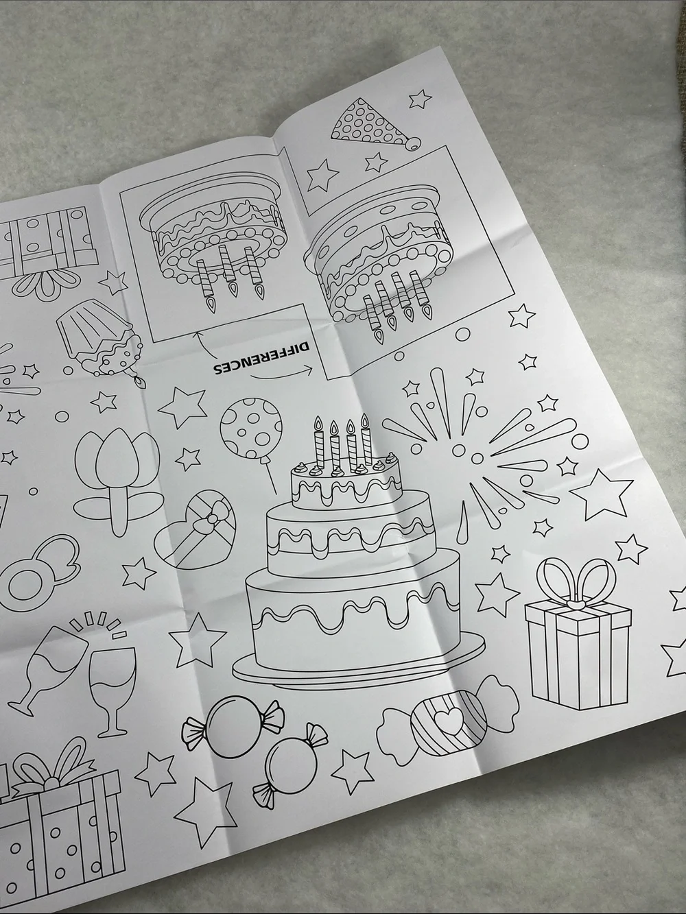 Blank Happy Birthday Coloring floor Poster - Large Party Backdrop